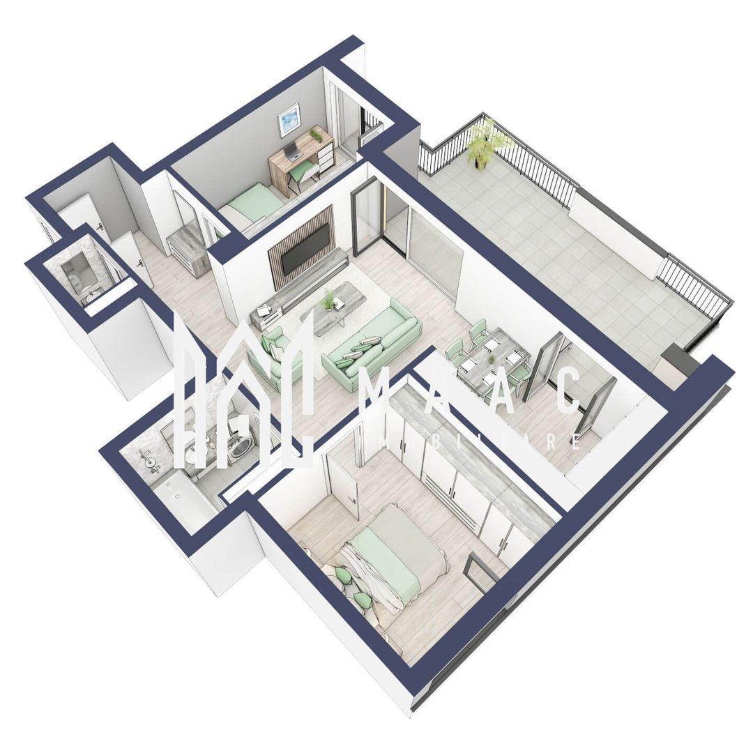 Apartament 3 camere | Balcoane 27.4 mp | Etaj 3 | Turnisor - Poză 2