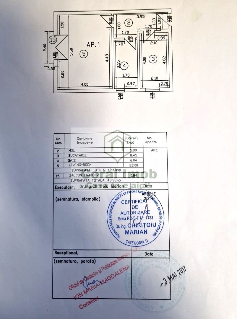 Vanzare studio 42.49 mp, centrala, parcare, Doinei. Dobroesti - Poză 2