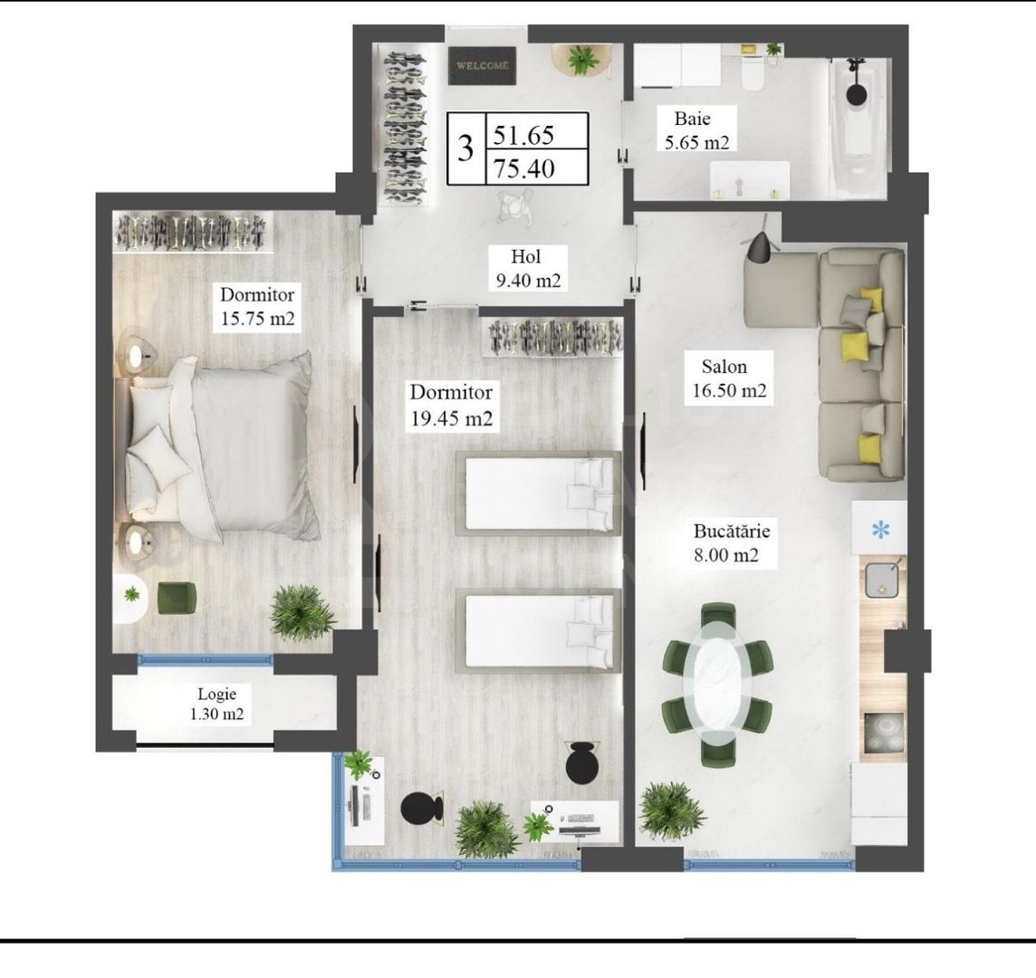 Vânzare, apartament, 3 camere, strada Nicolae Testimițeanu, Botanica - Poză 3