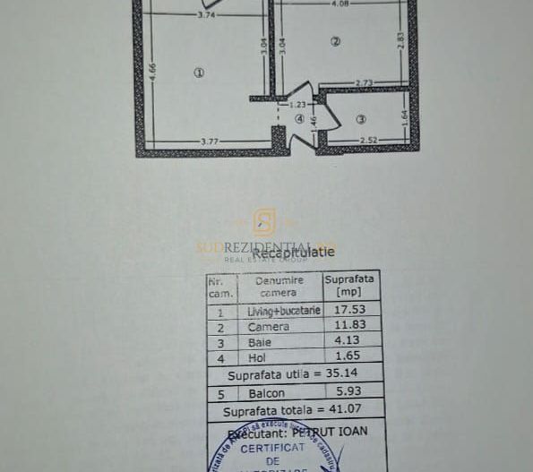 Apartament decomandat cu 2 camere de vanzare, zona Grand Arena Mall - Schiță 3