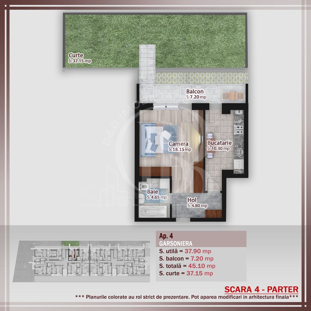 Garsoniera cu gradina -oferta lansare proiect Pallady - Schiță 1
