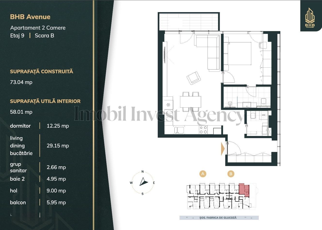 Apartament 2 Camere cu parcare inclusă în complexul BHB Avenue - Schiță 23