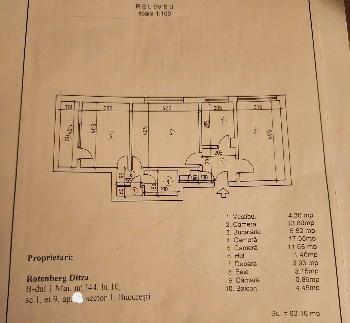 APARTAMENT SUPERB | 3 CAMERE | DOMENII COMISION 0% - Schiță 14