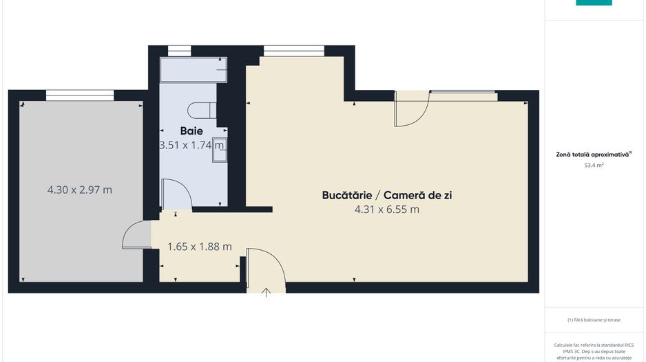 Apartament cu 2 camere în Moşniţa Nouă - Poză 7