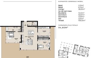 🏡 Apartament exclusiv cu 3 camere și terasă spectaculoasă de 108 mp | - Poză 3