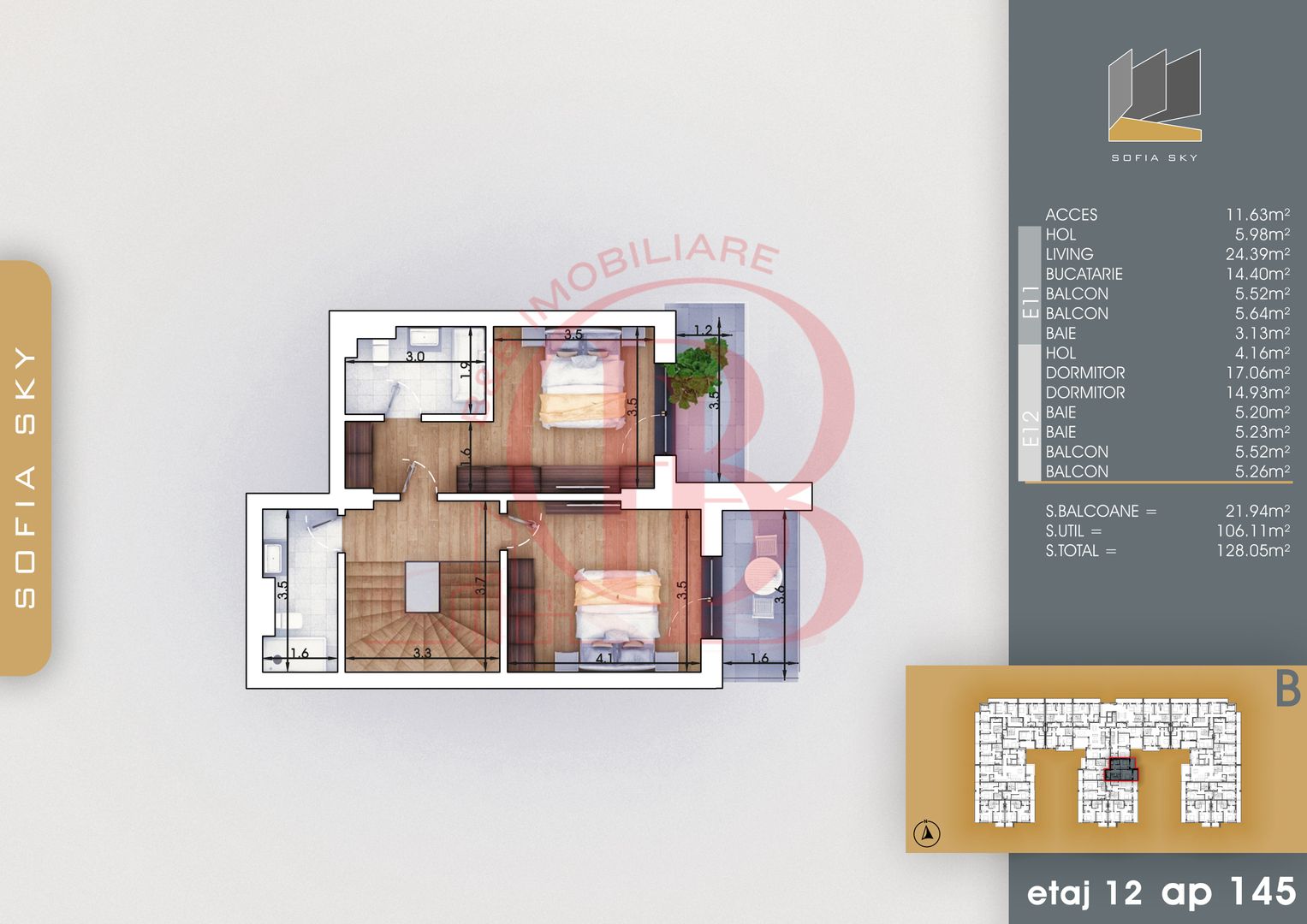 Duplex 3 camere Bucatarie 14mp Mutare Rapida 7min Metrou - Schiță 3