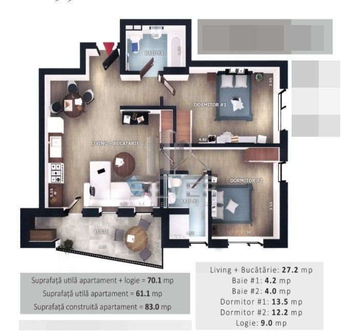 Apartament cu 3 camere la 5 minute de Vivo Mall! - Poză 3