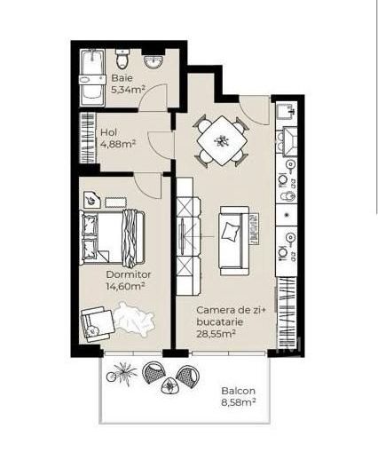 Apartament cu 2 camere in Sopor - Poză 3