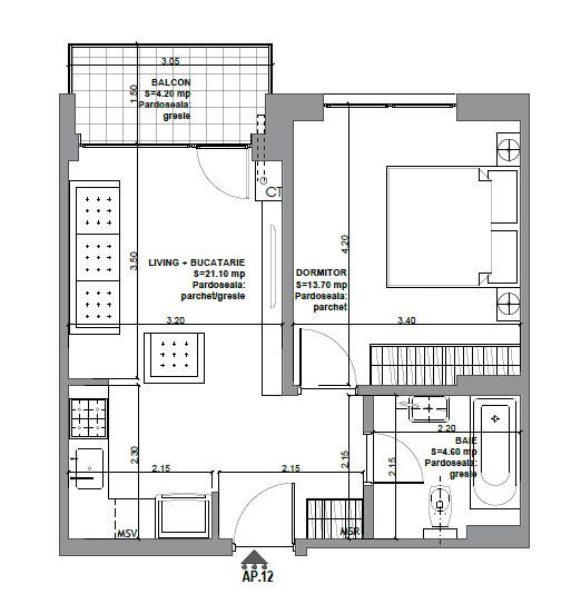 FINALIZAT 2 camere Bloc boutique Mosilor-Eminescu - Schiță 6