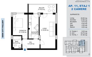 Apartament 2 camere Theodor Pallady Metrou Nicolae Teclu - Schiță 2