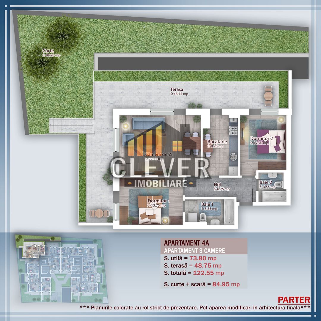 Apartament 3 camere Gradina 85 mp Theodor Pallady - Schiță 13