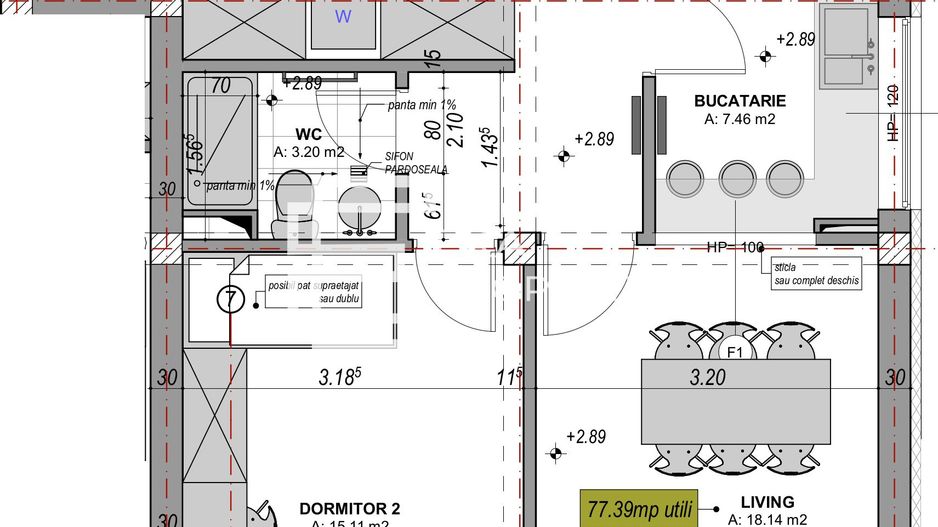 Apartament 3 camere-77 mp, -la cheie -INTABULAT  -zona Industriala Vest, Sibiu - Schiță 13