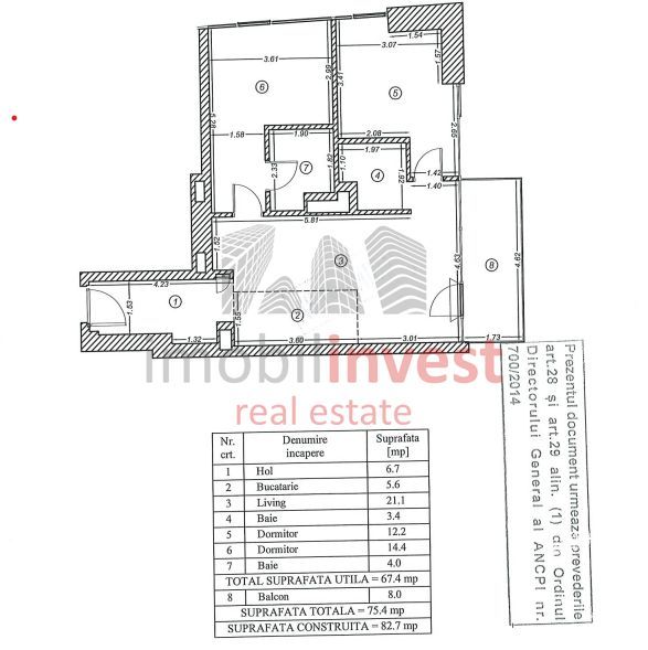 Apartament 3 camere nemobilat in One Verdi Park loc de parcare inclus - Schiță 19
