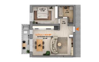 Apartament 2 camere, finisat la cheie, cu balcon - Poză 4