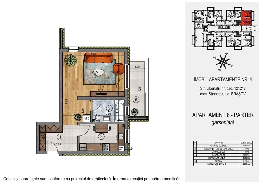 Garsonieră parter Orizont Residence Sânpetru (preț fără TVA) - Poză 4