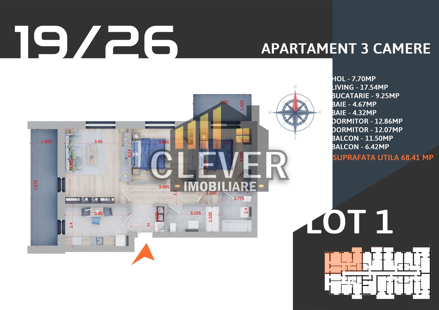 PROMO 3 camere Parcare BONUS Incalzire in Pardoseala - Poză 2