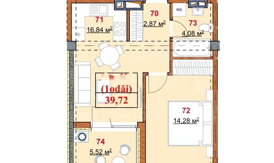 Vânzare, apartament, 1 cameră + living, strada Grenoble, Botanica - Poză 4