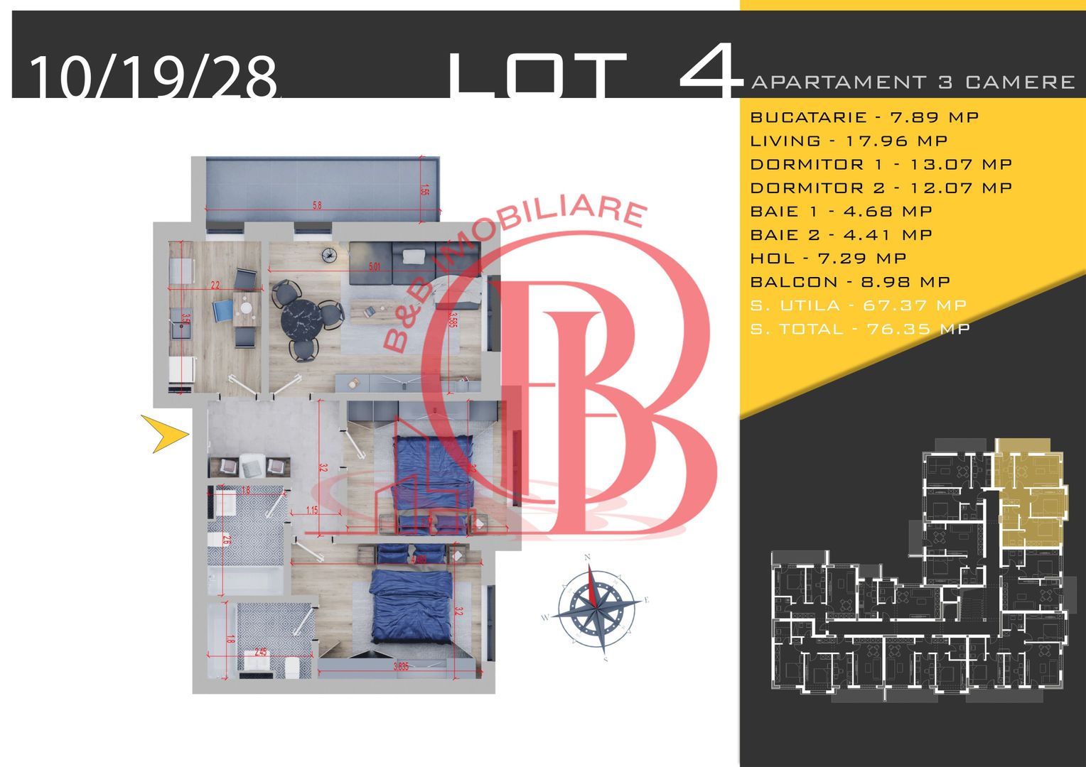 Apartament 3 camere-Finalizat-Theodor Pallady - Schiță 15