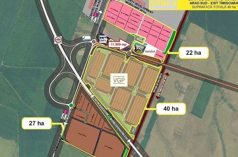 Teren Industrial Arad. Autostrada A1, Centura noua Arad Sud Est, DN69 - Poză 2