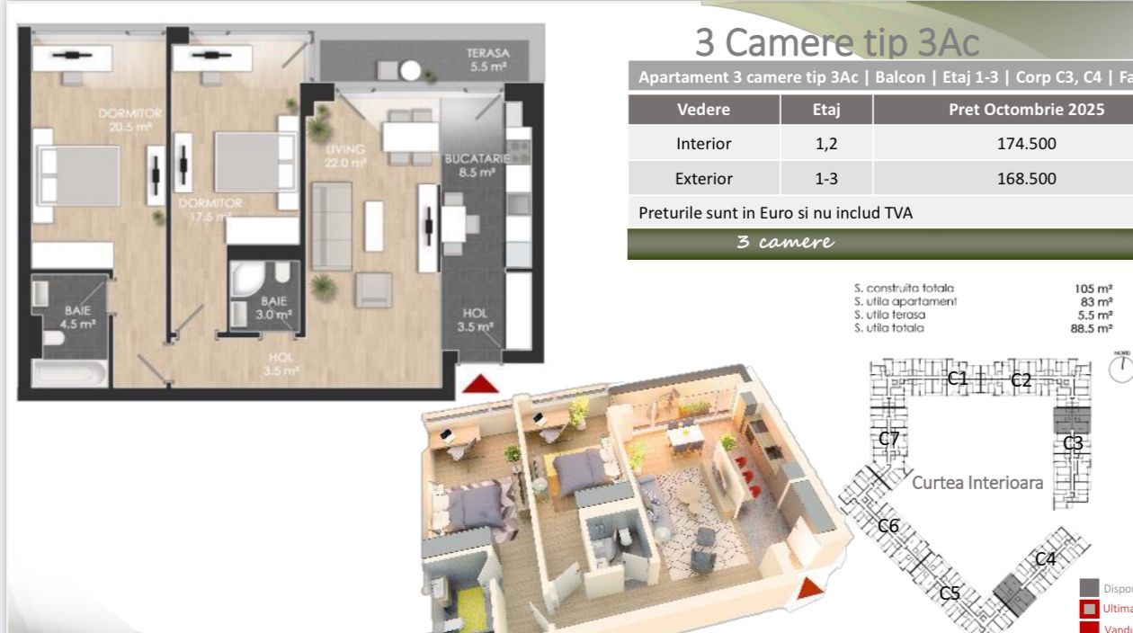 Apartament 3 camere spațios, amenajat, bloc nou, comision 0% - Poză 16