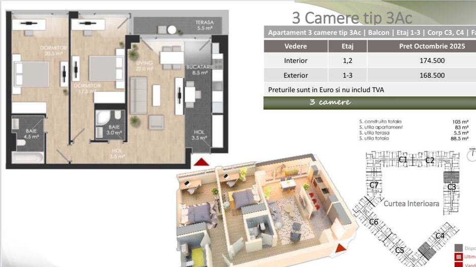 Apartament 3 camere spațios, amenajat, bloc nou, comision 0% - Poză 16
