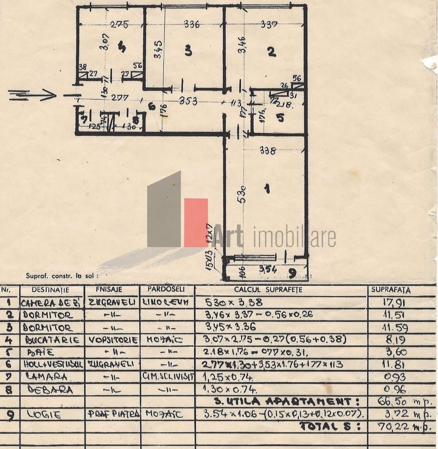 Apartament 3 camere decomandat zona Apusului - Schiță 10
