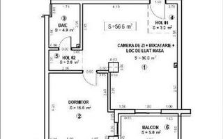 Apartament 2 camere zona Simion Barnutiu bloc nou - Schiță 11