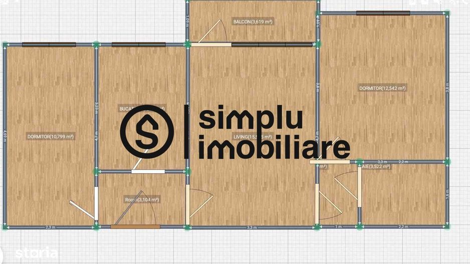 3 camere, et 2, centrala termica, 1 Mai ( Insula ) - 126 000 Euro- - Schiță 7