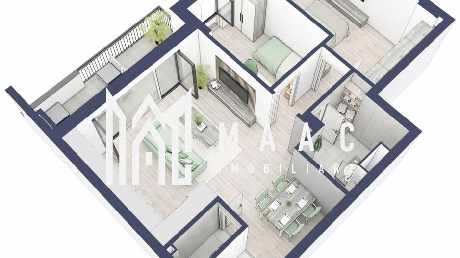 Apartament 3 camere | Etaj 2 | Balcoane 10.6 mp | Turnisor - Poză 4