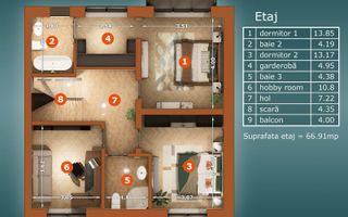 Popesti Leordeni-Duplex 5 camere - 4 bai-Terasa + Curte-250 MP - Poză 6
