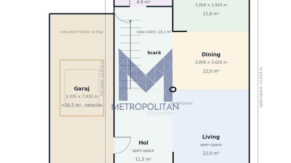 Casă P+1 | 168 m² utili | LOT 378 m² I 3 Dormitoare | Garaj | Florești - Schiță 35