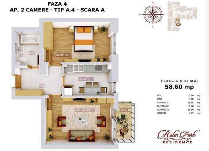 Inchiriere apartament 2 camere ROTAR PARK - Poză 1