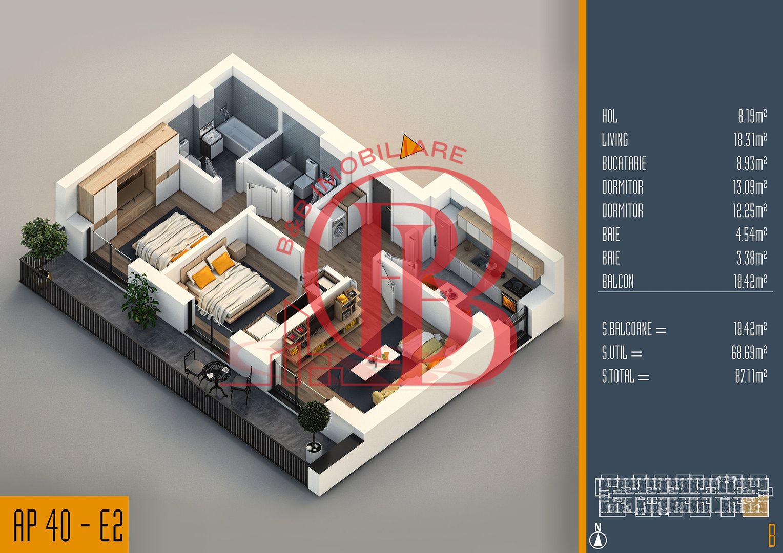 Oferta Lansare 3 camere proiect nou Pallady - Schiță 1