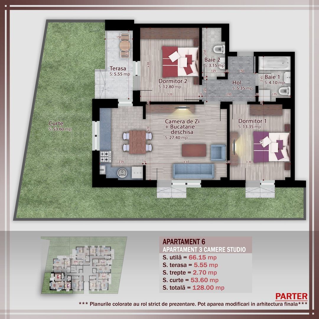 AP. 3CAM+GRADINA 53MP./ ZONA DE CASE SI BLOCURI P+4. COMISION 0%! - Poză 1