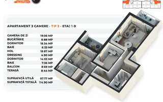 ALEXANDRIEI 152 | 3 CAMERE | 98 MP UTILI | BALCON SI TERASA - Schiță 24