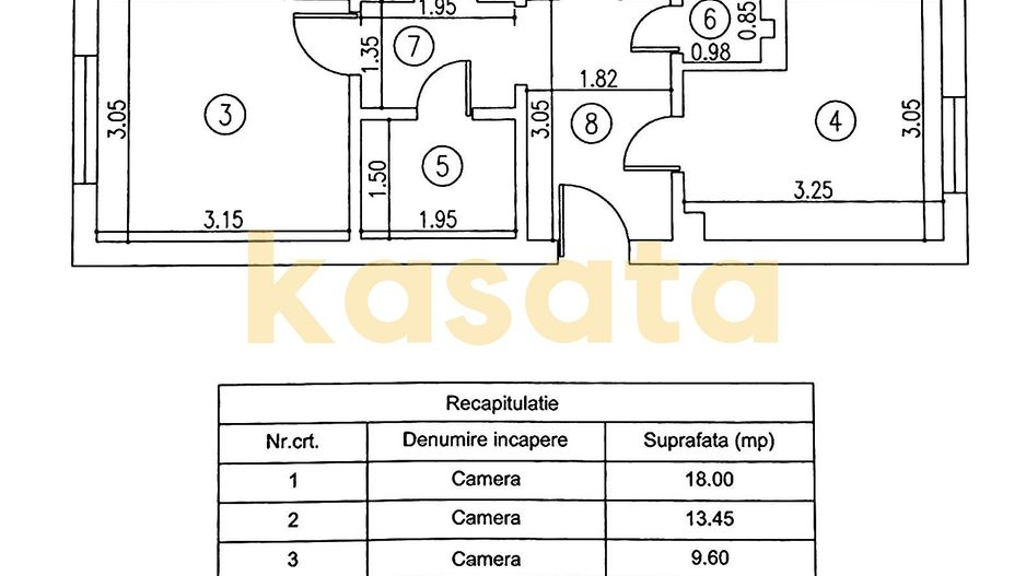 3 camere Titan – bloc solid, parcuri și metrou la 16 min distanța - Schiță 12