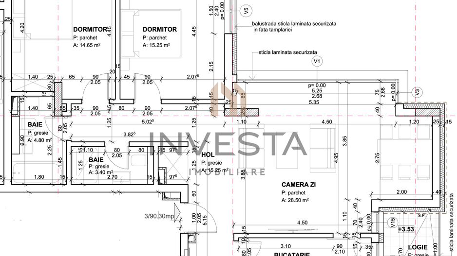 Apartament 3 camere | 90 mp | Constructie Premium | Andrei Muresanu - Schiță 2