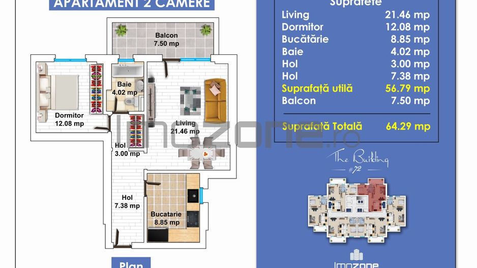 Reducere 6000 € | 2 Camere | 64 mp | Bloc Finalizat in 2022 | Militari - Poză 1