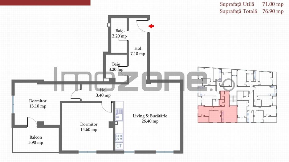Apartament 3 Camere- 77 mp in Militari, langa METROU, liber, NOU, COMISION 0% - Schiță 6