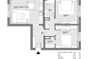 Zona Năsăud/3 camere/Complet renovat - Schiță 8