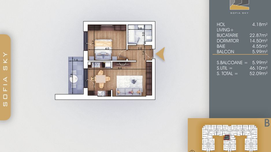 Apartament 2 camere spatios Titan Pallady  7 min Metrou Nicolae Teclu - Schiță 1