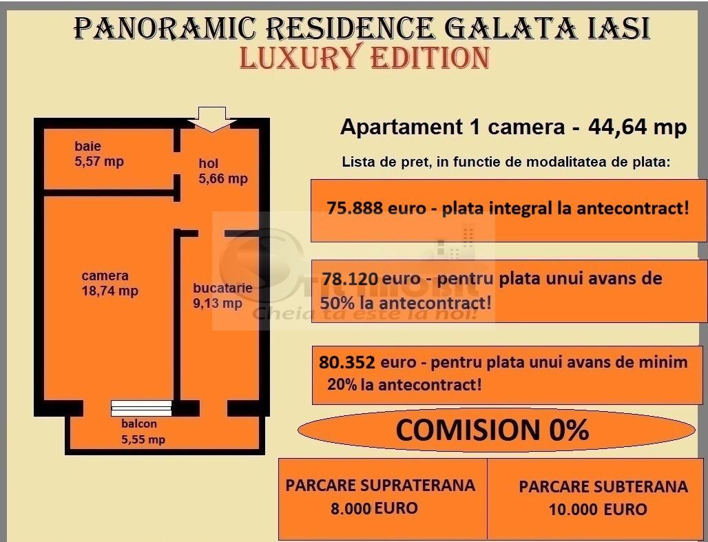 Apartament 1 camera de vanzare in Iasi, Galata, 44,64 mp, bloc nou - Poză 2