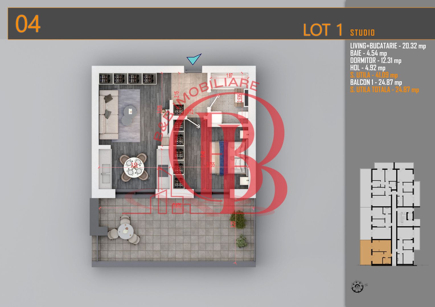 Apartament 2 camere cu Terasa-Theodor Pallady - Schiță 5