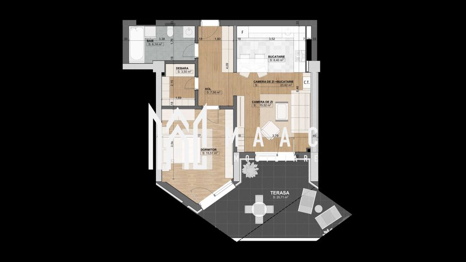 Apartament 2 camere de inchiriat | Selimbar, Sibiu | 77 mp, terasa, parcare - Poză 7