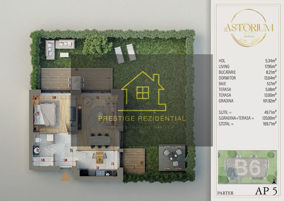 Ap 2 camere curte 100Mp, complex premium/ smart home/Piscina - Schiță 5