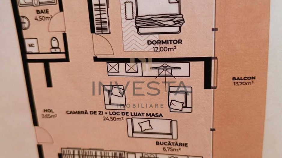 Apartament cu 2 camere, localizat in Dambul Rotund! - Schiță 4