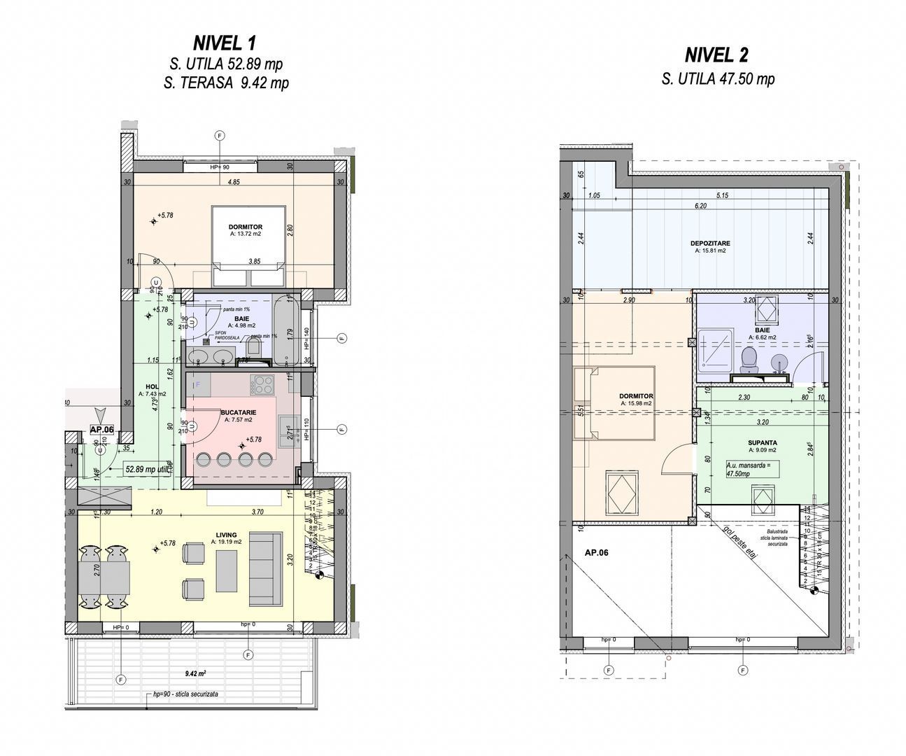 Penthouse 3 camere, 2 bai si dressing, intabulat, contoare (RV-50M-Da) - Poză 11