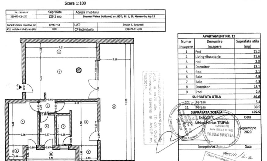 Apartament 3 camere Mobilat & Utila Loc parcare Drumul Valea Doftanei - Schiță 25