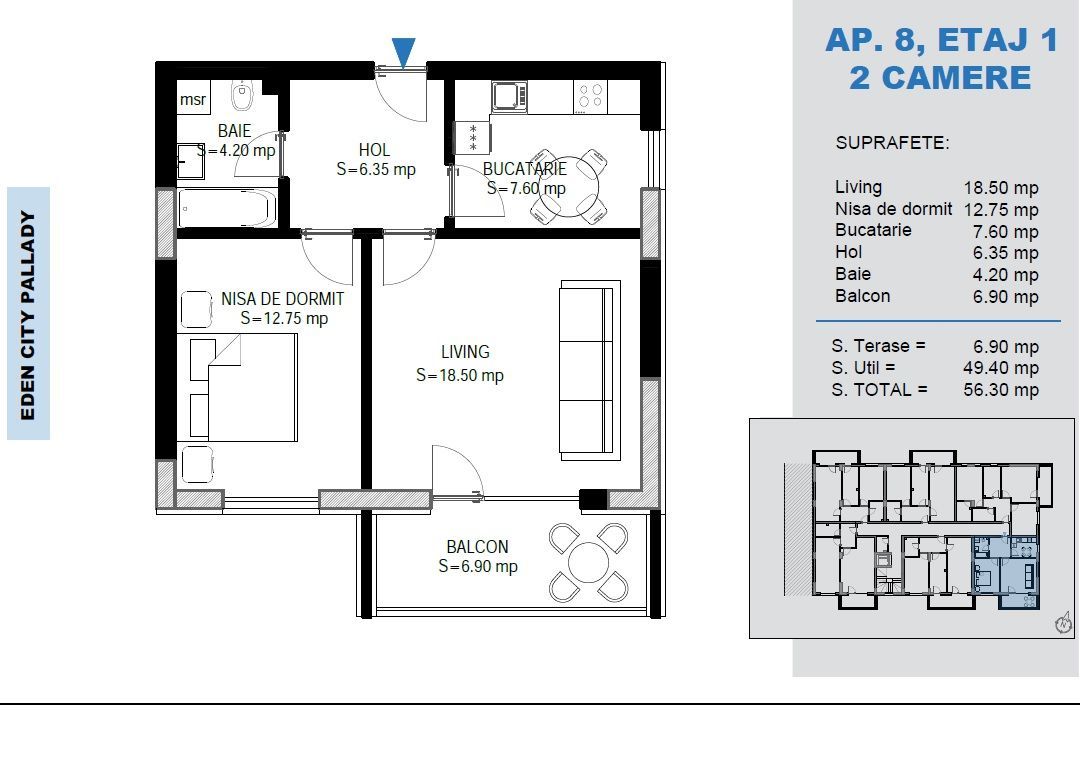 AP. 2 CAM. BLOC P+3 / SCOALA BRAUNER,IKEA PALLADY,METROU N.TECLU! - Poză 1