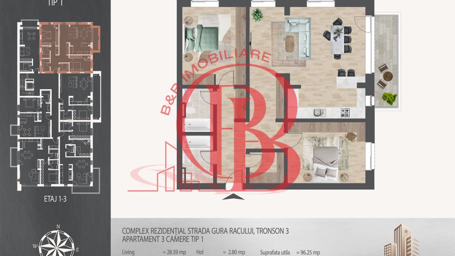 3 camere  700 metri de  Metrou Nicolae Teclu - Schiță 12